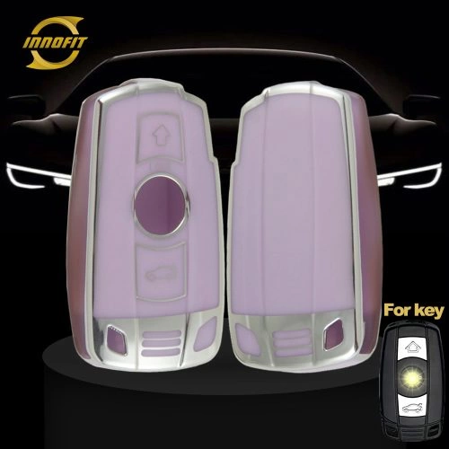 BMD1T1-Purple-Silver Plating- Car Key Cover For BMW
