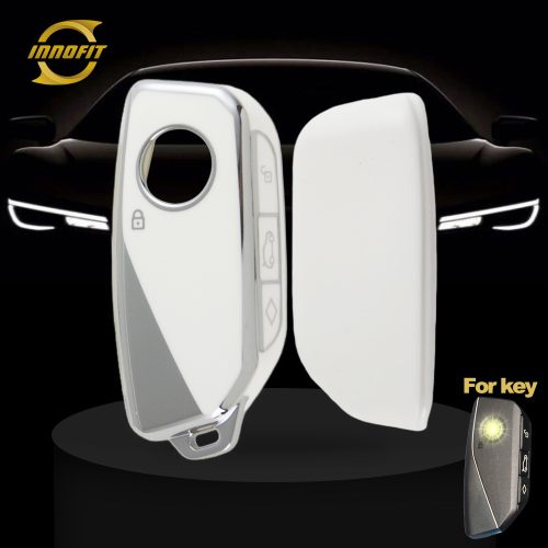BMA1T1-White-Silver Plating- Car Key Cover For BMW