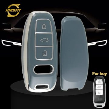 AUC1T1-Granny Grey-Silver Plating- Car Key Cover For Audi