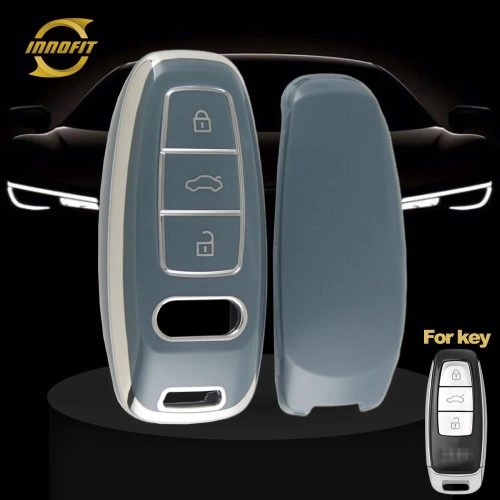 AUC1T1-Granny Grey-Silver Plating- Car Key Cover For Audi