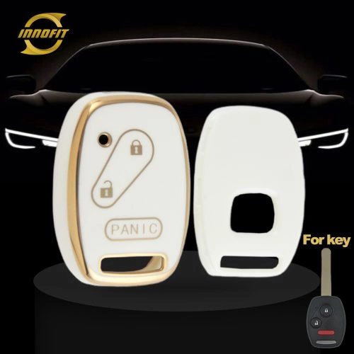HON3T1-White-Gold Plating- Car Key Cover For Honda