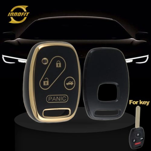 HON4T1-Black-Gold Plating- Car Key Cover For Honda