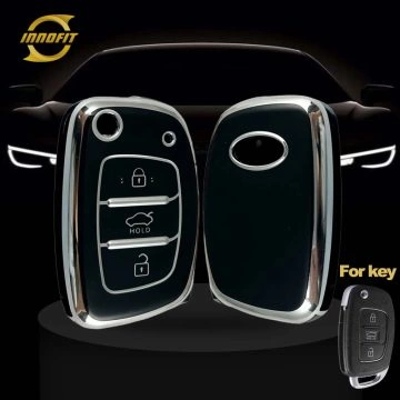 HYT1T1-Black-Silver Plating- Car Key Cover For Hyundai
