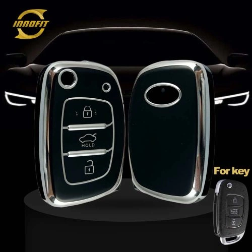 HYT1T1-Black-Silver Plating- Car Key Cover For Hyundai