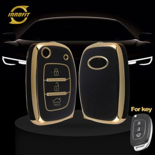 HYT2T1-Black-Gold Plating- Car Key Cover For Hyundai