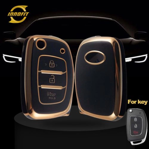 HYT4T1-Black-Gold Plating- Car Key Cover For Hyundai