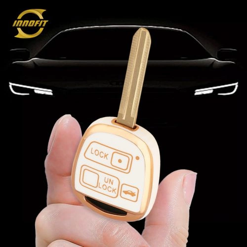 TON4T1-White-Gold Plating- Car Key Cover For Toyota