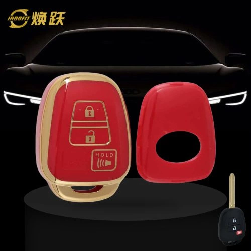 TOP1T1-Red-Gold Plating- Car Key Cover For Toyota