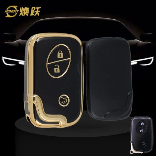 LEC1T1-Black-Gold Plating- Car Key Cover For Lexus