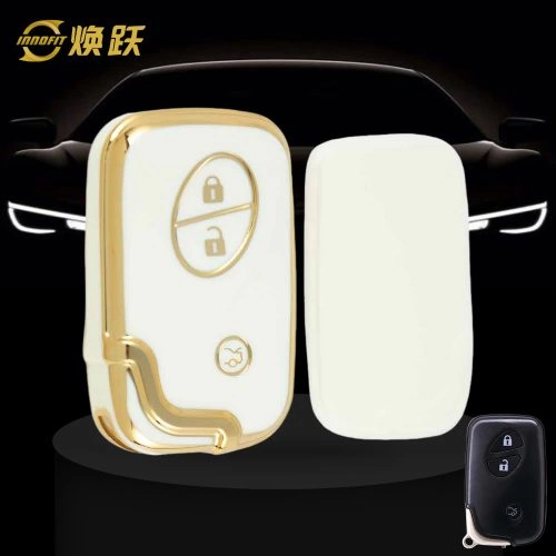 LEC1T1-White-Gold Plating- Car Key Cover For Lexus
