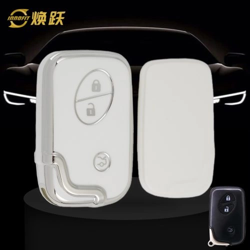 LEC1T1-White-Silver Plating- Car Key Cover For Lexus