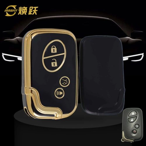 LEC2T1-Black-Gold Plating- Car Key Cover For Lexus