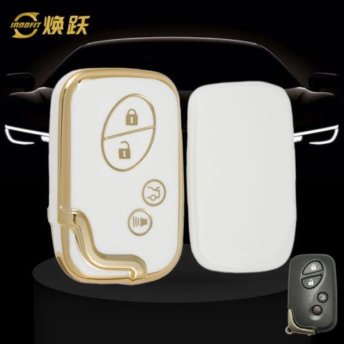 LEC2T1-White-Gold Plating- Car Key Cover For Lexus