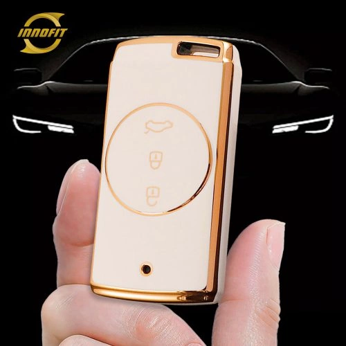CRJ1T1-White-Gold Plating- Car Key Cover For Chery