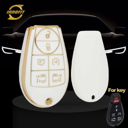 JEC4T1-White-Gold Plating- Car Key Cover For Jeep Dodge Chrysler