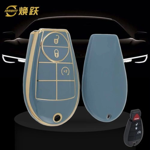 JEC3T1-Granny Grey-Gold Plating- Car Key Cover For Jeep Dodge Chrysler