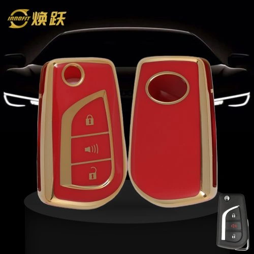 TOA4T1-Red-Gold Plating- Car Key Cover For Toyota