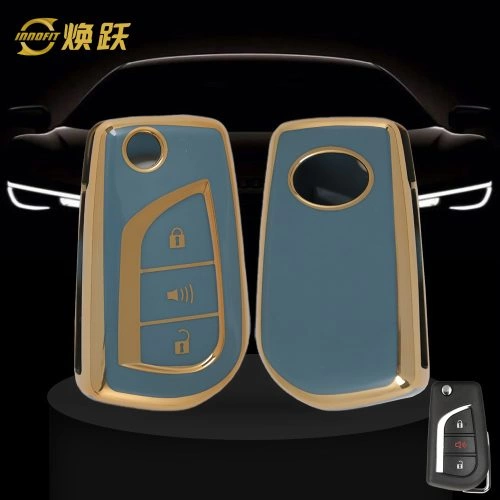 TOA4T1-Granny Grey-Gold Plating- Car Key Cover For Toyota