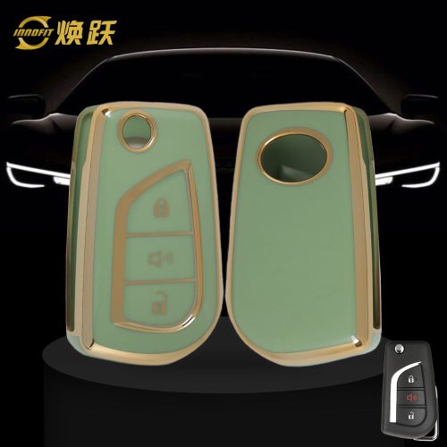 TOA4T1-Green-Gold Plating- Car Key Cover For Toyota