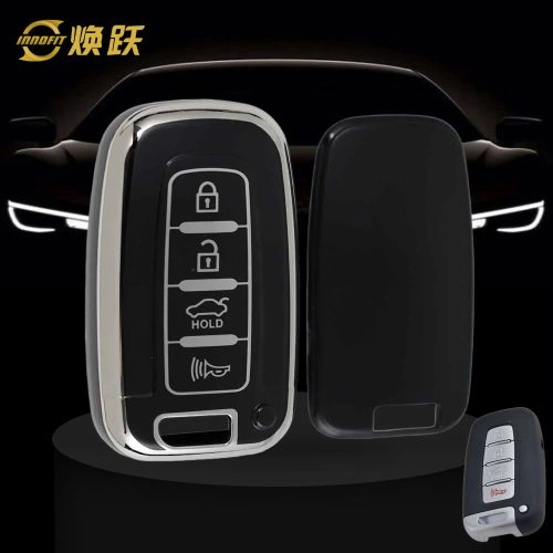HYC2T1-Black-Silver Plating- Car Key Cover For Hyundai Kia