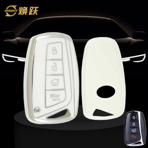 HYH2T1-White-Silver Plating- Car Key Cover For Hyundai GENESIS