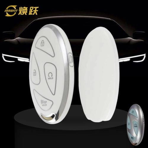 HYK1T1-White-Silver Plating- Car Key Cover For Hyundai