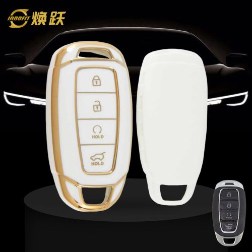 HYS4T1-White-Gold Plating- Car Key Cover For Hyundai
