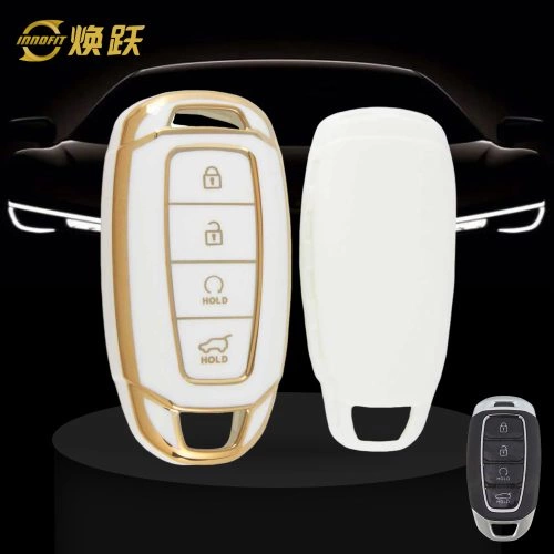 HYS4T1-White-Gold Plating- Car Key Cover For Hyundai