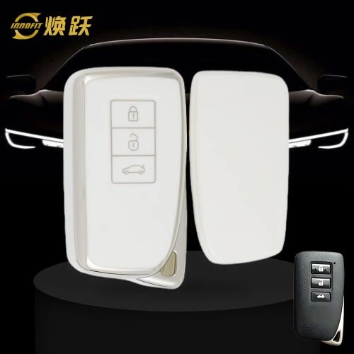 LEA1T1-White-Silver Plating- Car Key Cover For Lexus