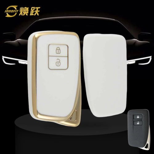 LEA2T1-White-Gold Plating- Car Key Cover For Lexus