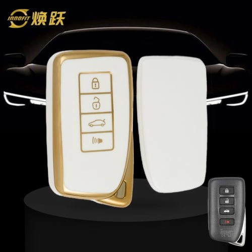LEA3T1-White-Gold Plating- Car Key Cover For Lexus