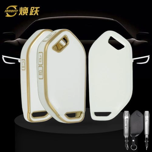 KIJ1T1-White-Gold Plating- Car Key Cover For Kia