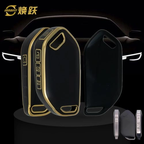 KIJ2T1-Black-Gold Plating- Car Key Cover For Kia