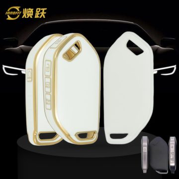 KIJ2T1-White-Gold Plating- Car Key Cover For Kia