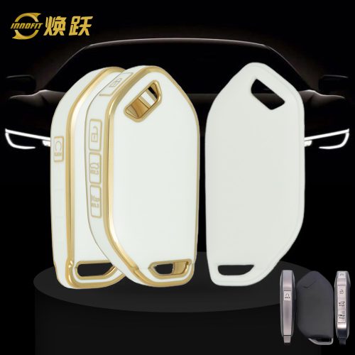 KIJ2T1-White-Gold Plating- Car Key Cover For Kia