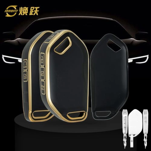 KIJ3T1-Black-Gold Plating- Car Key Cover For Kia