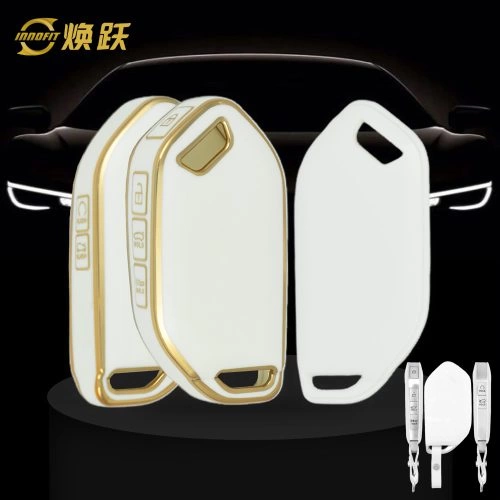 KIJ3T1-White-Gold Plating- Car Key Cover For Kia
