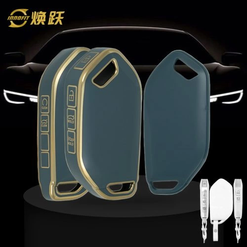 KIJ3T1-Granny Grey-Gold Plating- Car Key Cover For Kia