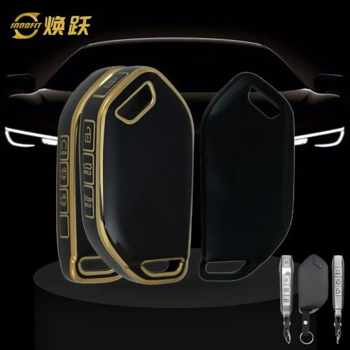 KIJ4T1-Black-Gold Plating- Car Key Cover For Kia