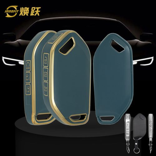 KIJ4T1-Granny Grey-Gold Plating- Car Key Cover For Kia