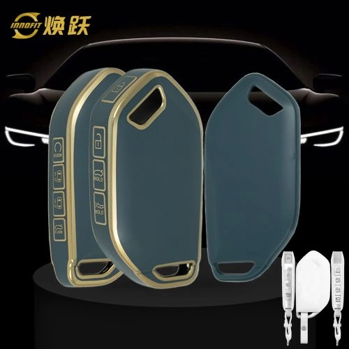 KIJ5T1-Granny Grey-Gold Plating- Car Key Cover For Kia