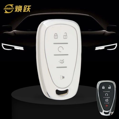 CEA3T1-White-Silver Plating- Car Key Cover For Chevrolet Holden