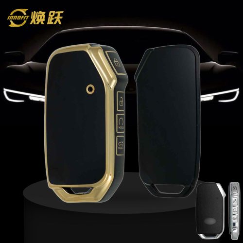 KIK3T1-Black-Gold Plating- Car Key Cover For Kia