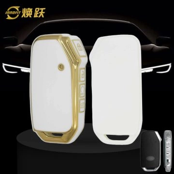 KIK3T1-White-Gold Plating- Car Key Cover For Kia