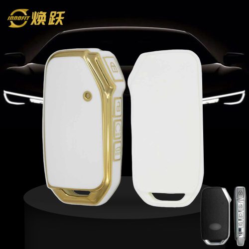KIK3T1-White-Gold Plating- Car Key Cover For Kia