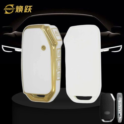 KIK3T1-White-Gold Plating- Car Key Cover For Kia