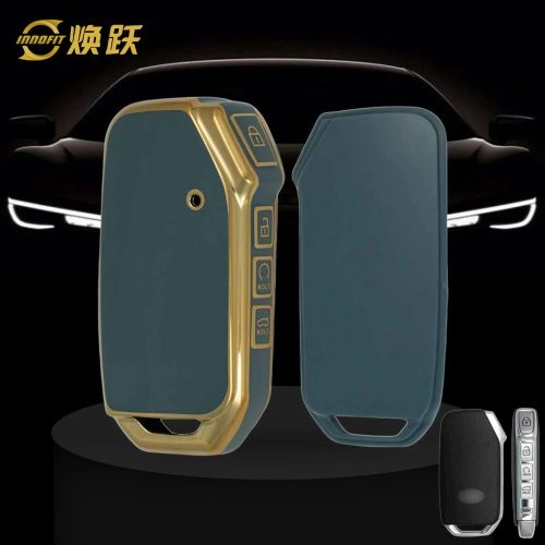 KIK3T1-Granny Grey-Gold Plating- Car Key Cover For Kia