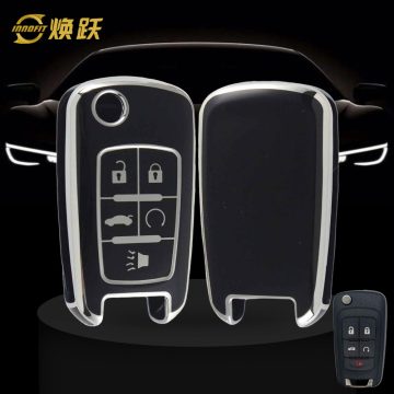 CED5T1-Black-Silver Plating- Car Key Cover For Chevrolet Opel GMC Holden