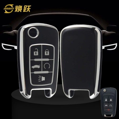 CED5T1-Black-Silver Plating- Car Key Cover For Chevrolet Opel GMC Holden