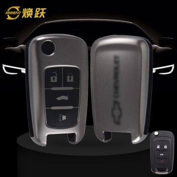 CED2T1-Black-Metal Gray Plating- Car Key Cover For Chevrolet GMC Holden